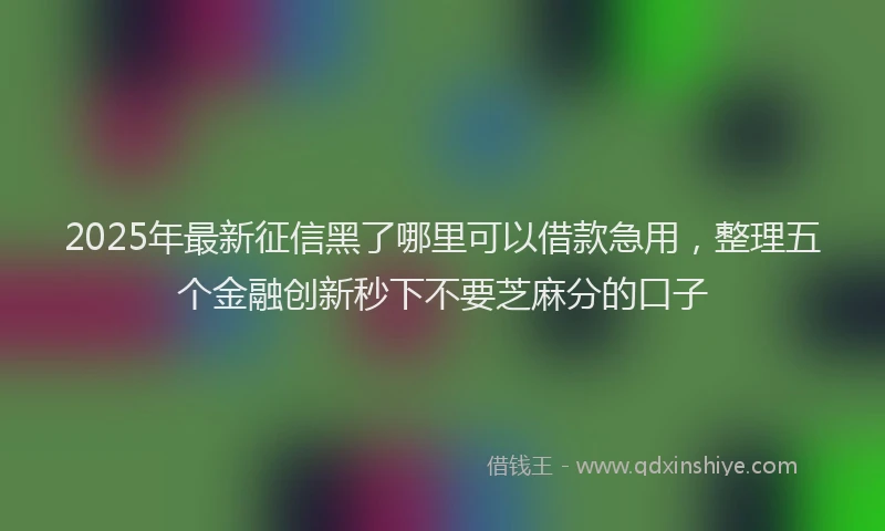2025年最新征信黑了哪里可以借款急用，整理五个金融创新秒下不要芝麻分的口子