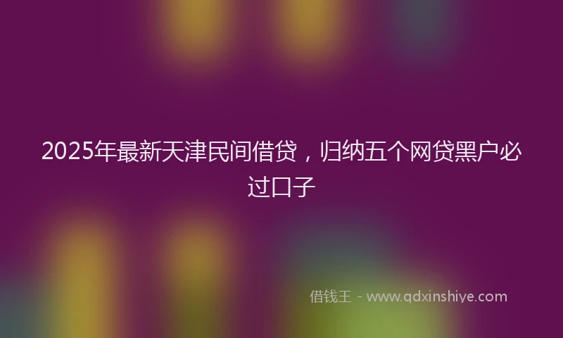 2025年最新天津民间借贷，归纳五个网贷黑户必过口子