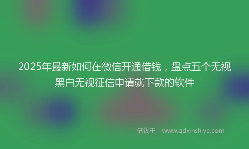 2025年最新如何在微信开通借钱，盘点五个无视黑白无视征信申请就下款的软件