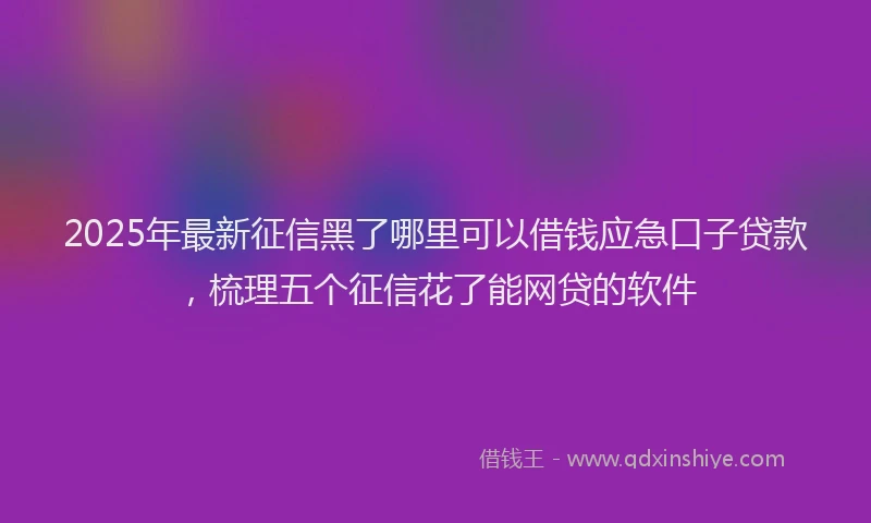 2025年最新征信黑了哪里可以借钱应急口子贷款，梳理五个征信花了能网贷的软件