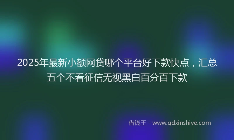 2025年最新小额网贷哪个平台好下款快点，汇总五个不看征信无视黑白百分百下款
