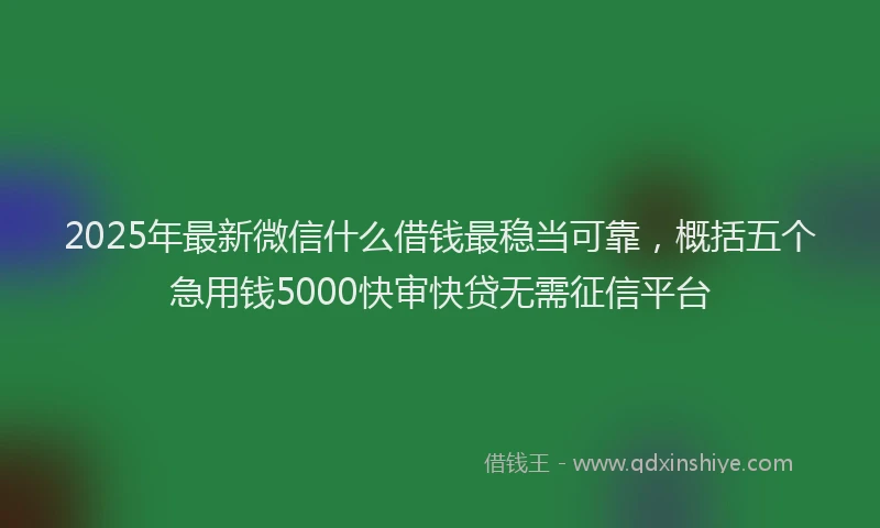 2025年最新微信什么借钱最稳当可靠，概括五个急用钱5000快审快贷无需征信平台