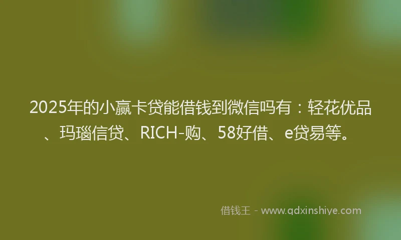 2025年的小赢卡贷能借钱到微信吗有：轻花优品、玛瑙信贷、RICH-购、58好借、e贷易等。