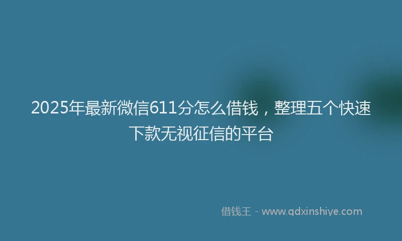 2025年最新微信611分怎么借钱，整理五个快速下款无视征信的平台