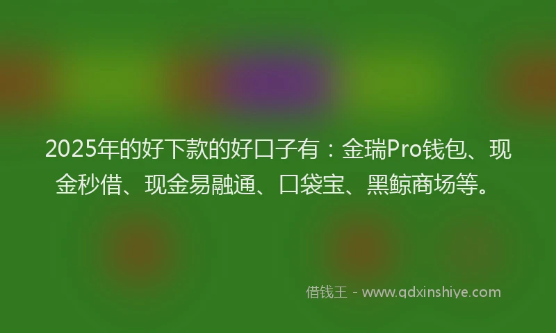 2025年的好下款的好口子有：金瑞Pro钱包、现金秒借、现金易融通、口袋宝、黑鲸商场等。