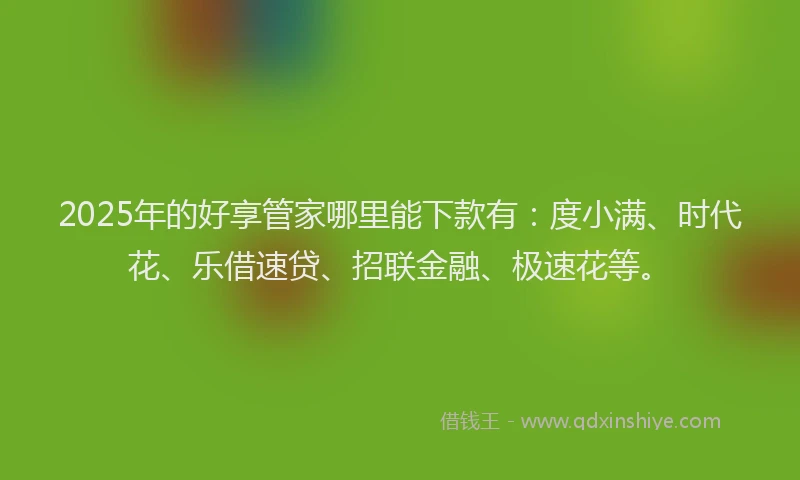 2025年的好享管家哪里能下款有：度小满、时代花、乐借速贷、招联金融、极速花等。