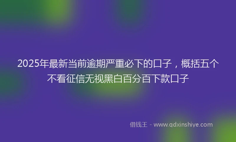 2025年最新当前逾期严重必下的口子，概括五个不看征信无视黑白百分百下款口子