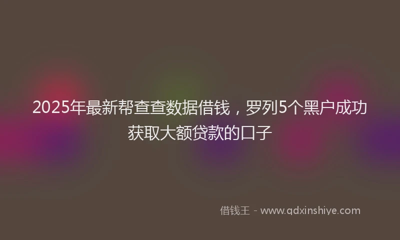 2025年最新帮查查数据借钱，罗列5个黑户成功获取大额贷款的口子