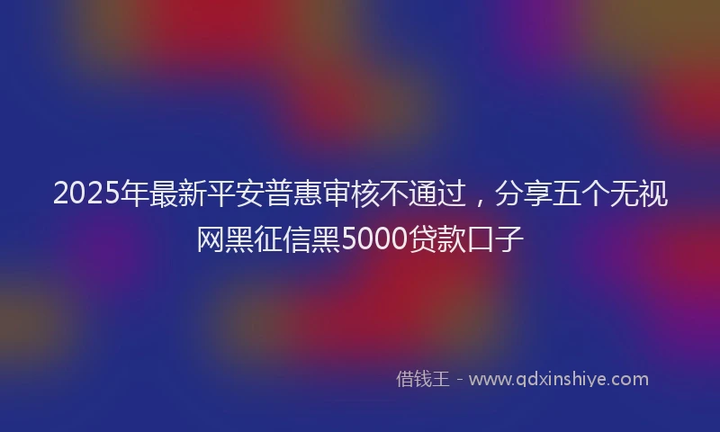 2025年最新平安普惠审核不通过，分享五个无视网黑征信黑5000贷款口子