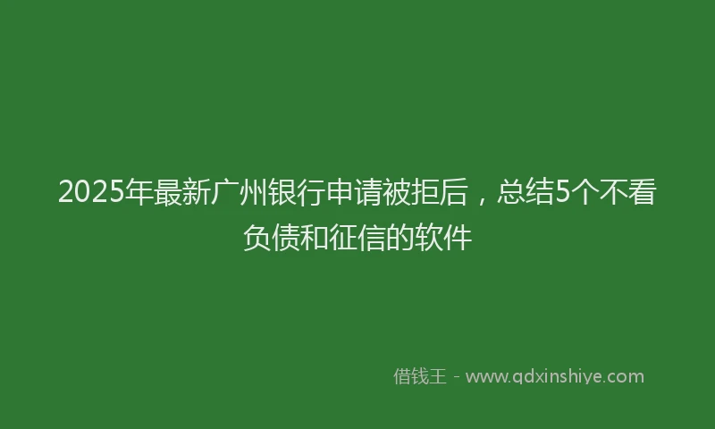 2025年最新广州银行申请被拒后，总结5个不看负债和征信的软件