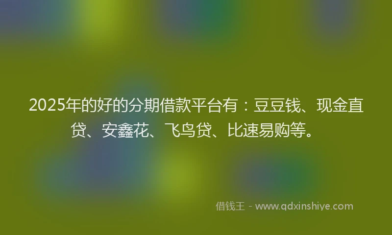 2025年的好的分期借款平台有：豆豆钱、现金直贷、安鑫花、飞鸟贷、比速易购等。