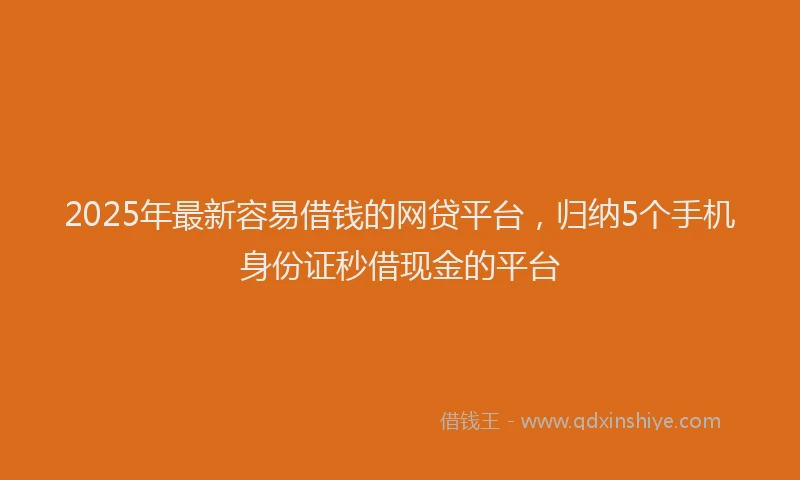 2025年最新容易借钱的网贷平台，归纳5个手机身份证秒借现金的平台