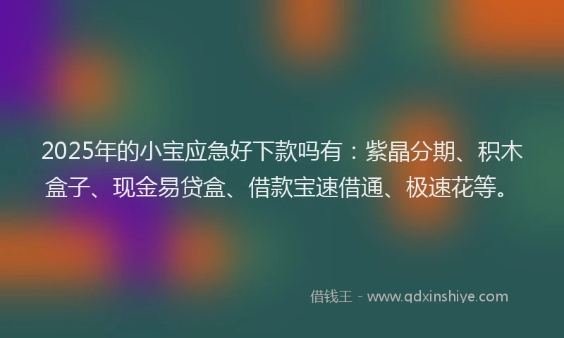 2025年的小宝应急好下款吗有：紫晶分期、积木盒子、现金易贷盒、借款宝速借通、极速花等。