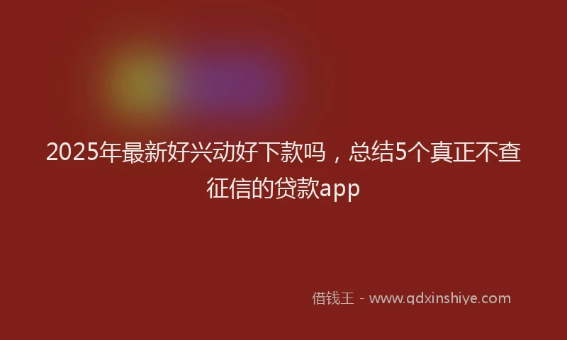 2025年最新好兴动好下款吗，总结5个真正不查征信的贷款app