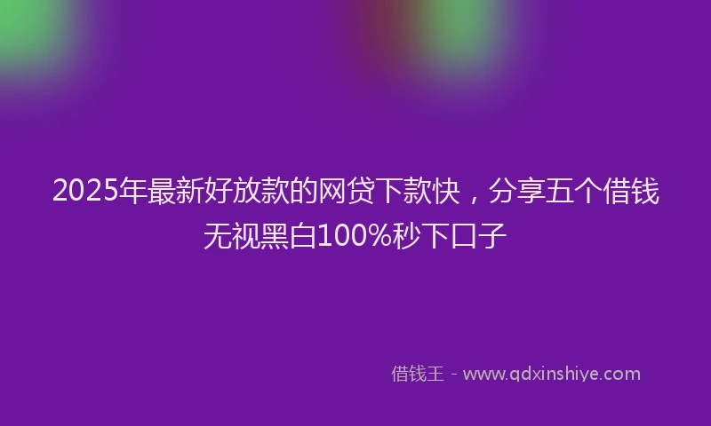 2025年最新好放款的网贷下款快，分享五个借钱无视黑白100%秒下口子