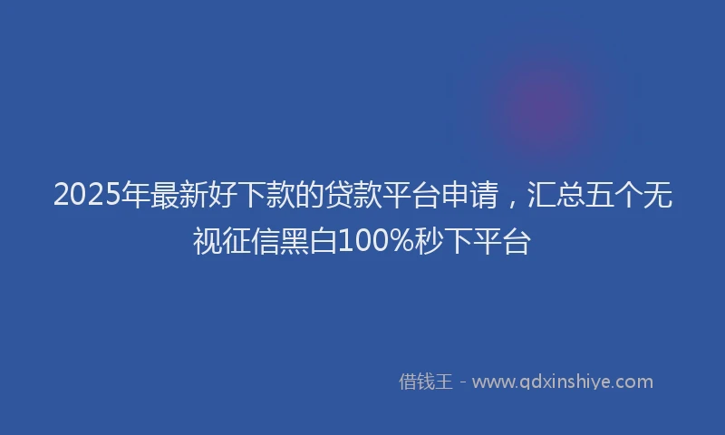 2025年最新好下款的贷款平台申请，汇总五个无视征信黑白100%秒下平台