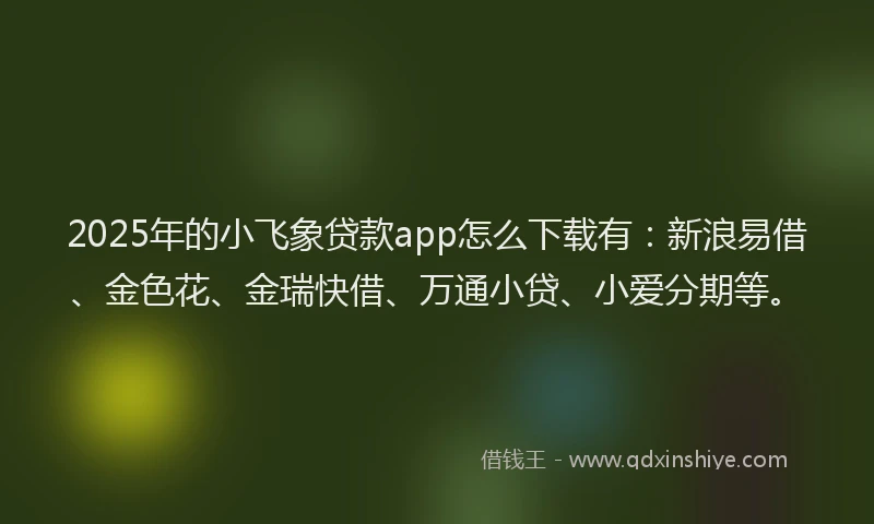 2025年的小飞象贷款app怎么下载有：新浪易借、金色花、金瑞快借、万通小贷、小爱分期等。