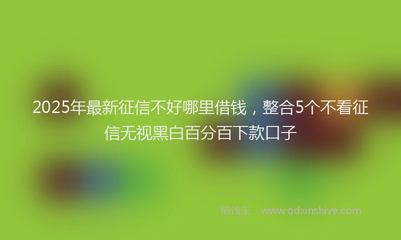 2025年最新征信不好哪里借钱，整合5个不看征信无视黑白百分百下款口子