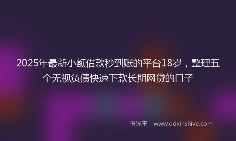 2025年最新小额借款秒到账的平台18岁，整理五个无视负债快速下款长期网贷的口子