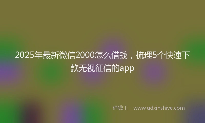 2025年最新微信2000怎么借钱，梳理5个快速下款无视征信的app
