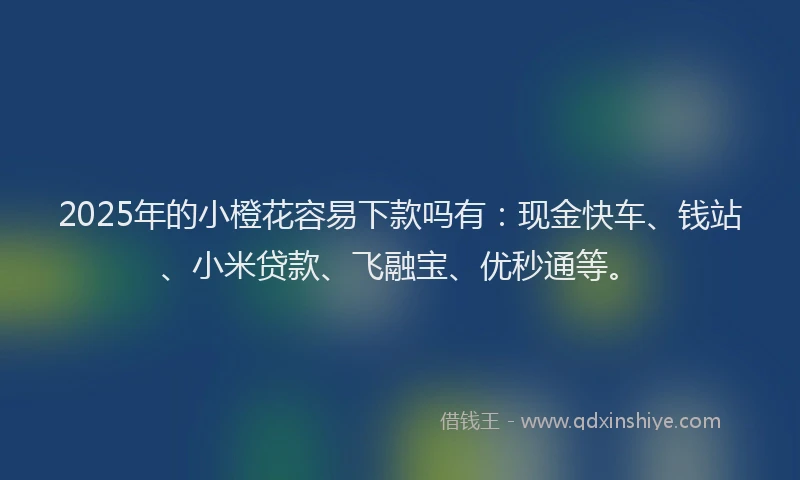 2025年的小橙花容易下款吗有：现金快车、钱站、小米贷款、飞融宝、优秒通等。