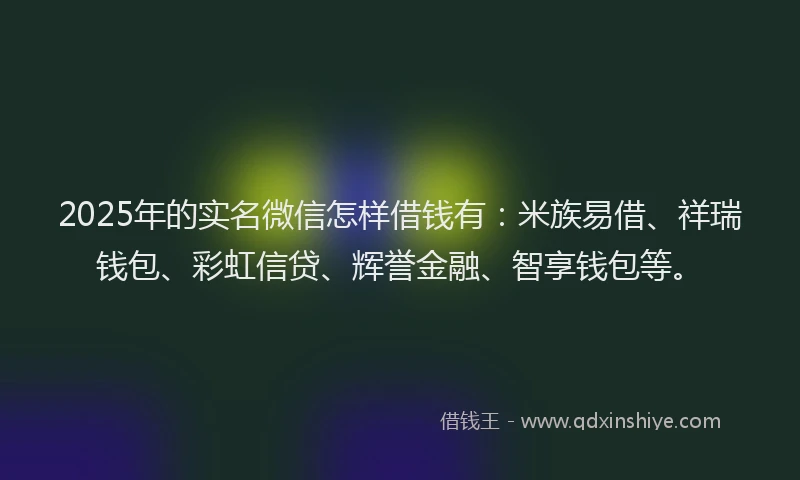 2025年的实名微信怎样借钱有：米族易借、祥瑞钱包、彩虹信贷、辉誉金融、智享钱包等。