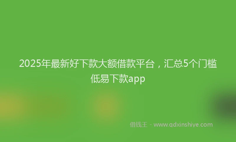 2025年最新好下款大额借款平台，汇总5个门槛低易下款app