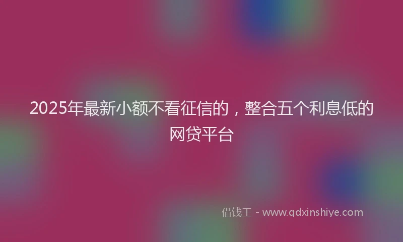 2025年最新小额不看征信的，整合五个利息低的网贷平台