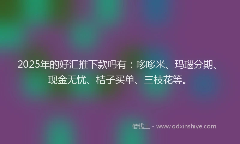 2025年的好汇推下款吗有：哆哆米、玛瑙分期、现金无忧、桔子买单、三枝花等。