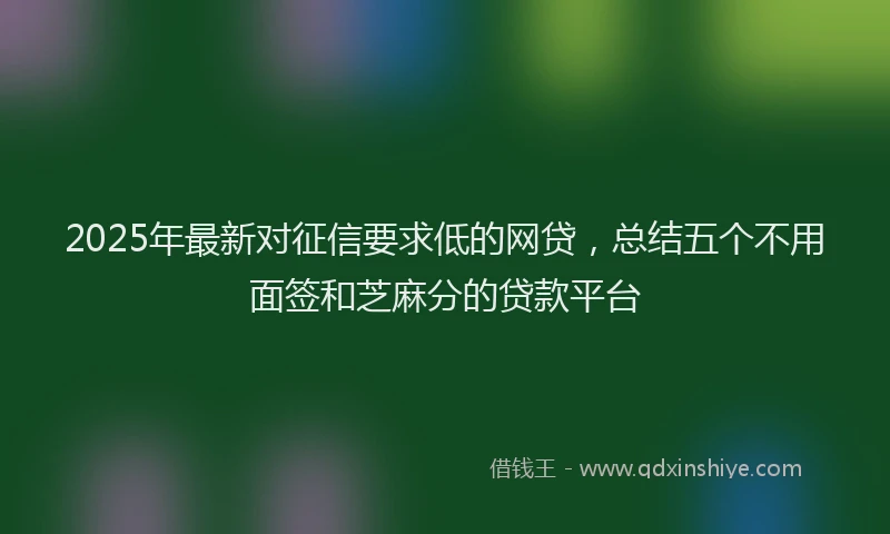 2025年最新对征信要求低的网贷，总结五个不用面签和芝麻分的贷款平台
