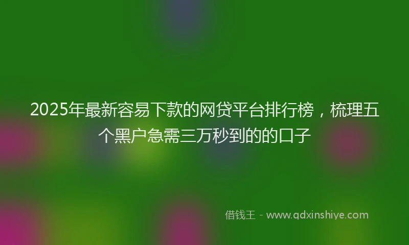 2025年最新容易下款的网贷平台排行榜，梳理五个黑户急需三万秒到的的口子