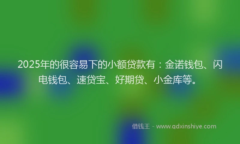 2025年的很容易下的小额贷款有：金诺钱包、闪电钱包、速贷宝、好期贷、小金库等。