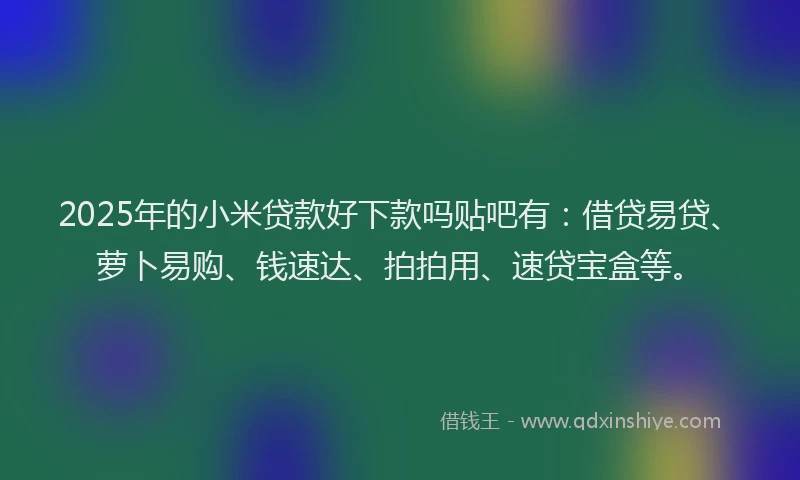 2025年的小米贷款好下款吗贴吧有：借贷易贷、萝卜易购、钱速达、拍拍用、速贷宝盒等。