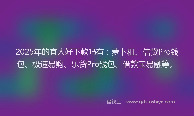 2025年的宜人好下款吗有：萝卜租、信贷Pro钱包、极速易购、乐贷Pro钱包、借款宝易融等。