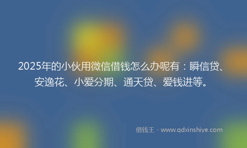 2025年的小伙用微信借钱怎么办呢有：瞬信贷、安逸花、小爱分期、通天贷、爱钱进等。