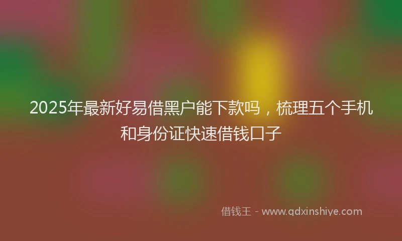 2025年最新好易借黑户能下款吗，梳理五个手机和身份证快速借钱口子