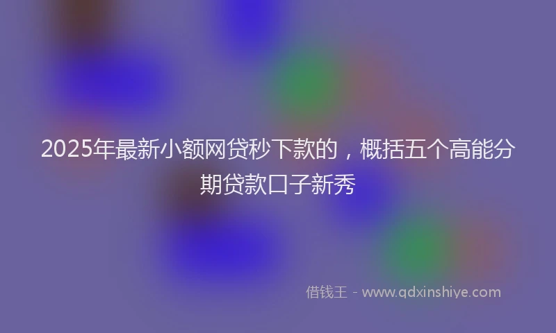 2025年最新小额网贷秒下款的，概括五个高能分期贷款口子新秀