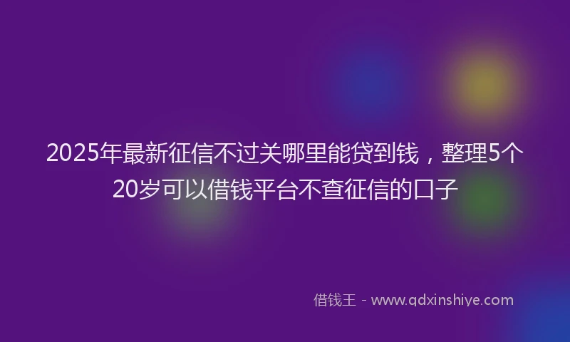 2025年最新征信不过关哪里能贷到钱，整理5个20岁可以借钱平台不查征信的口子