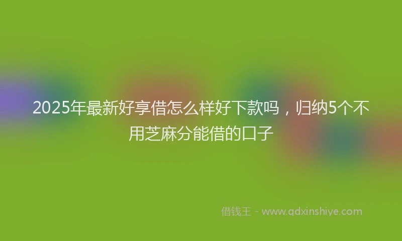 2025年最新好享借怎么样好下款吗，归纳5个不用芝麻分能借的口子