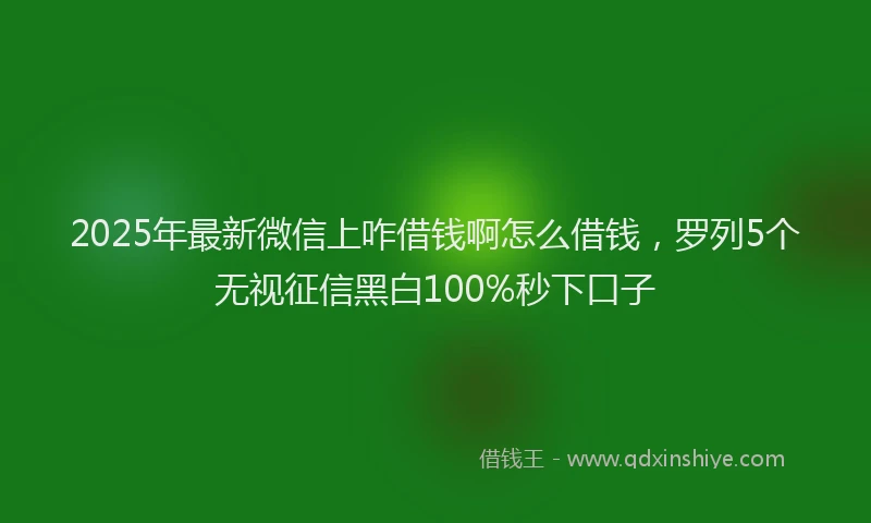 2025年最新微信上咋借钱啊怎么借钱，罗列5个无视征信黑白100%秒下口子