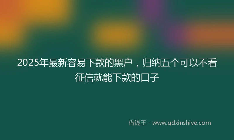 2025年最新容易下款的黑户，归纳五个可以不看征信就能下款的口子