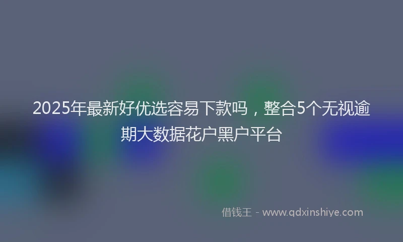 2025年最新好优选容易下款吗，整合5个无视逾期大数据花户黑户平台