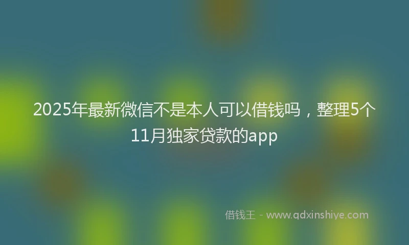 2025年最新微信不是本人可以借钱吗，整理5个11月独家贷款的app