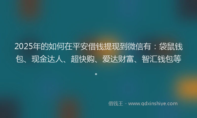 2025年的如何在平安借钱提现到微信有：袋鼠钱包、现金达人、超快购、爱达财富、智汇钱包等。
