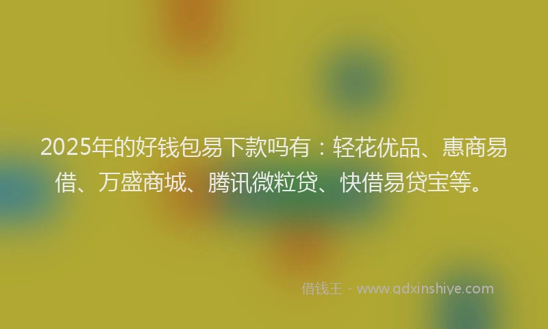 2025年的好钱包易下款吗有：轻花优品、惠商易借、万盛商城、腾讯微粒贷、快借易贷宝等。