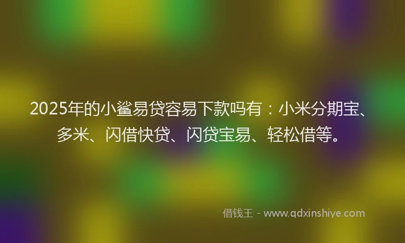 2025年的小鲨易贷容易下款吗有：小米分期宝、多米、闪借快贷、闪贷宝易、轻松借等。