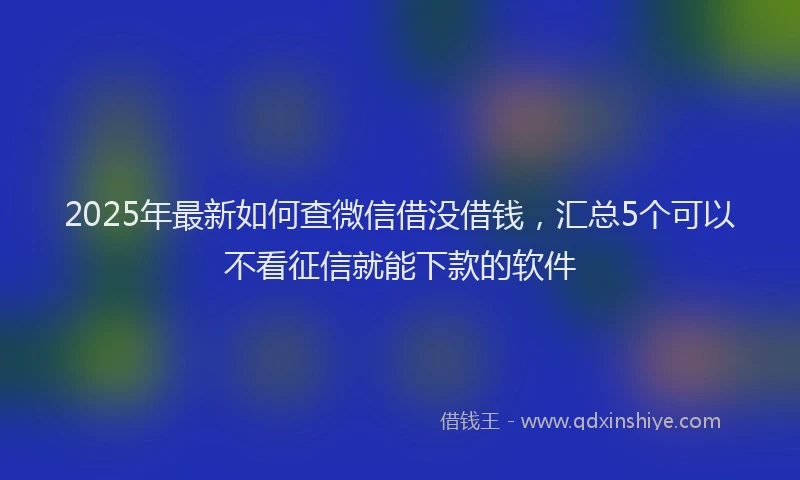 2025年最新如何查微信借没借钱，汇总5个可以不看征信就能下款的软件