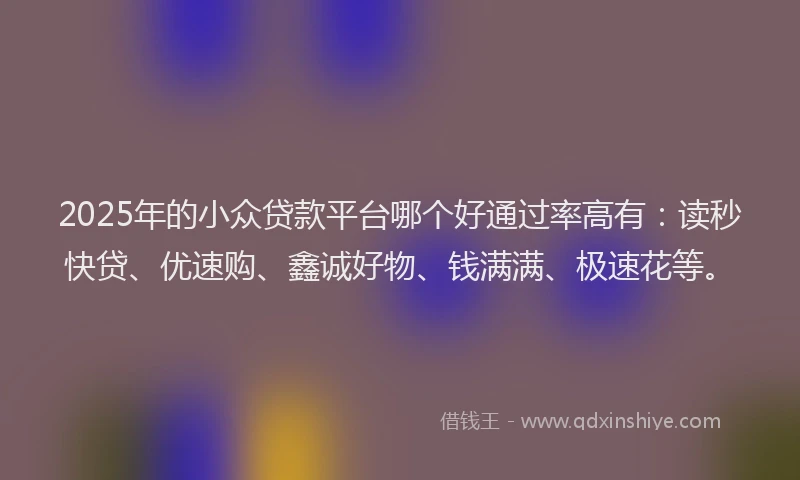 2025年的小众贷款平台哪个好通过率高有：读秒快贷、优速购、鑫诚好物、钱满满、极速花等。