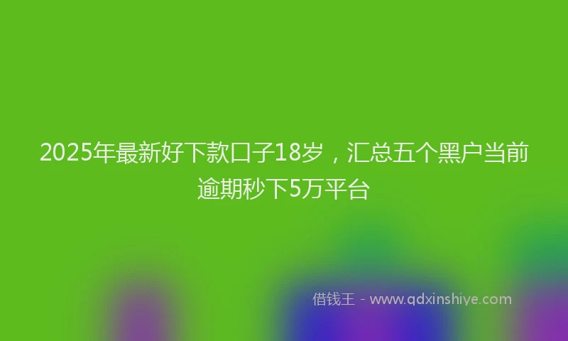 2025年最新好下款口子18岁，汇总五个黑户当前逾期秒下5万平台