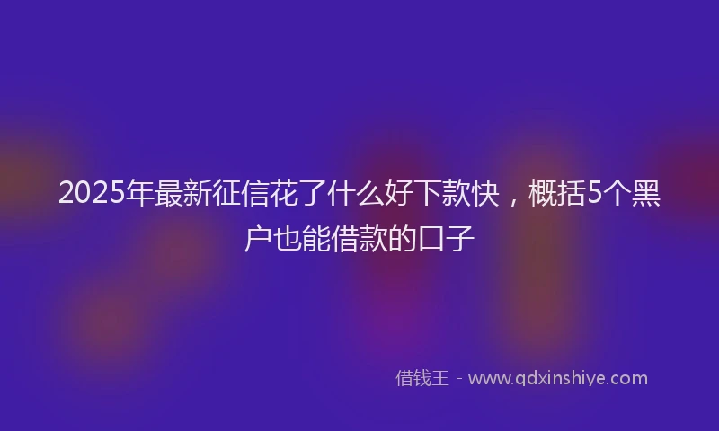 2025年最新征信花了什么好下款快，概括5个黑户也能借款的口子